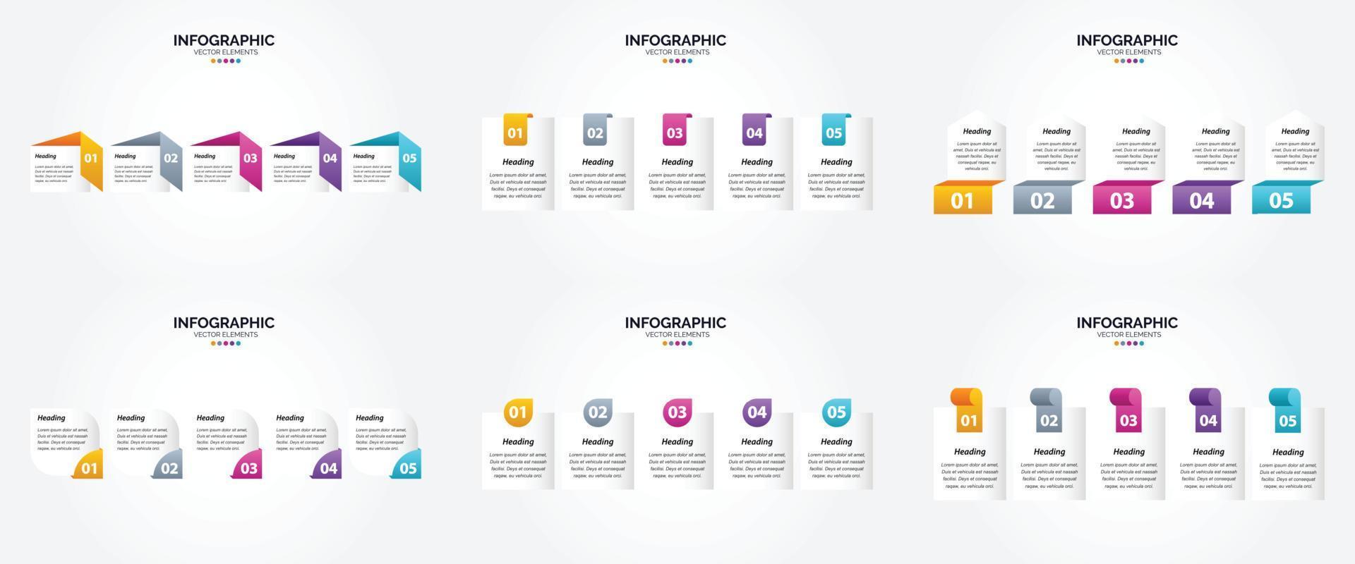 conjunto de design plano de infográficos de ilustração vetorial para folheto publicitário e revista vetor