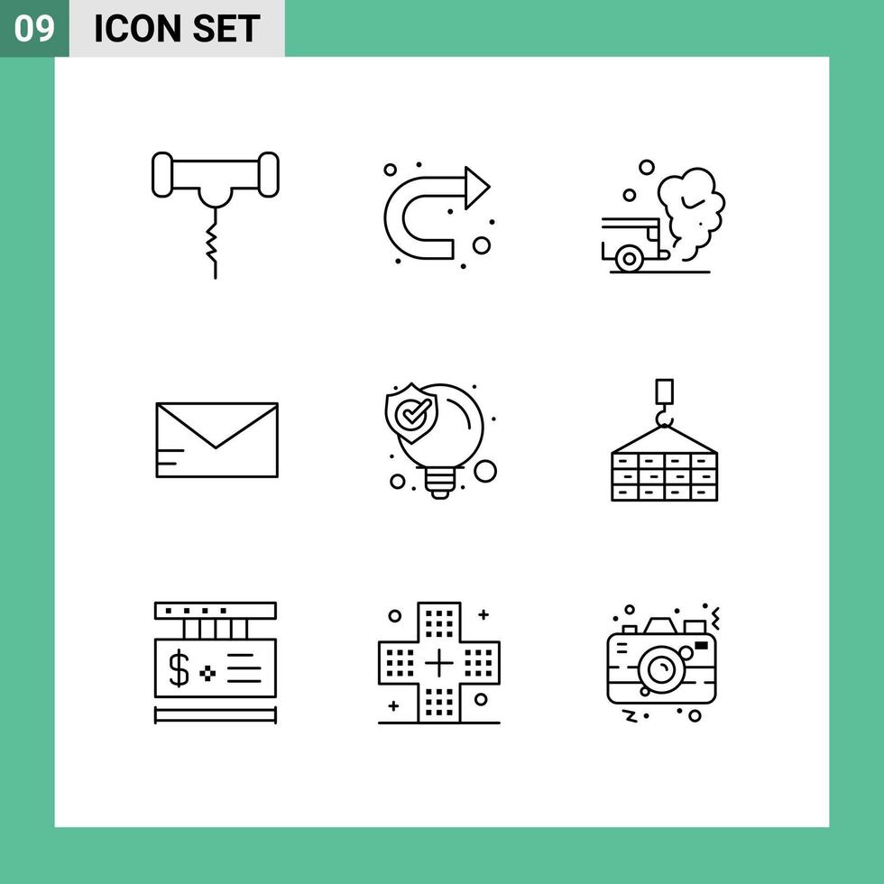 9 ícones criativos sinais e símbolos modernos de elementos de design de vetores editáveis de fumaça de e-mail de escola de seo