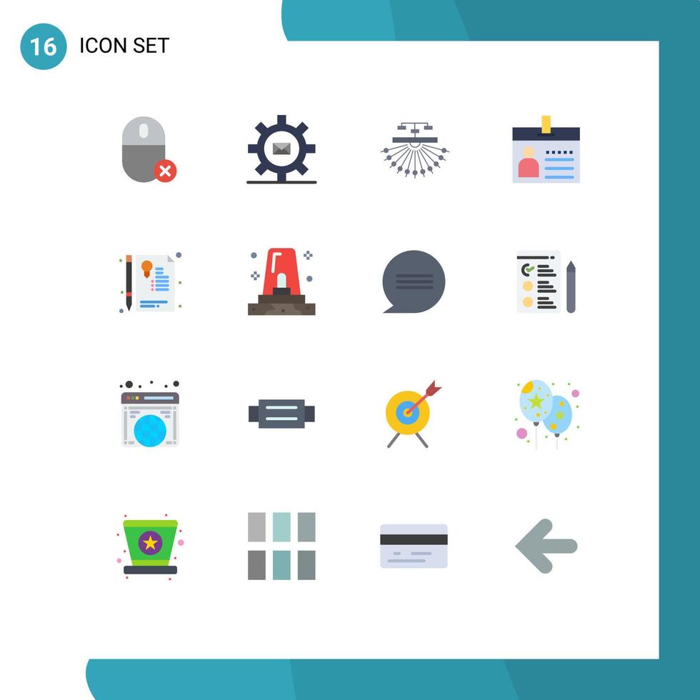 grupo de 16 sinais e símbolos de cores planas para pacote editável de site de correio de crachá de documento de elementos de design de vetores criativos