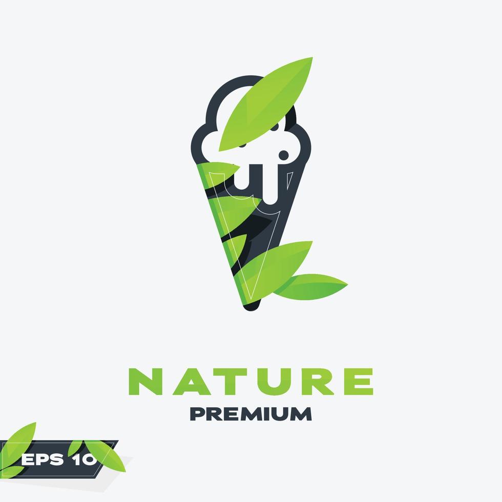 logotipo de folhas de natureza de sorvete vetor