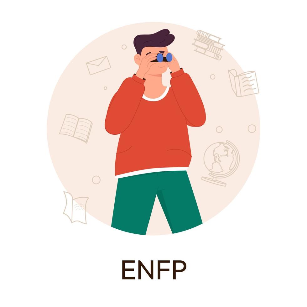 conceito de tipos de pessoa mbti. socionics mbti. teste de personalidade. personagem de campanha. ilustração vetorial plana vetor