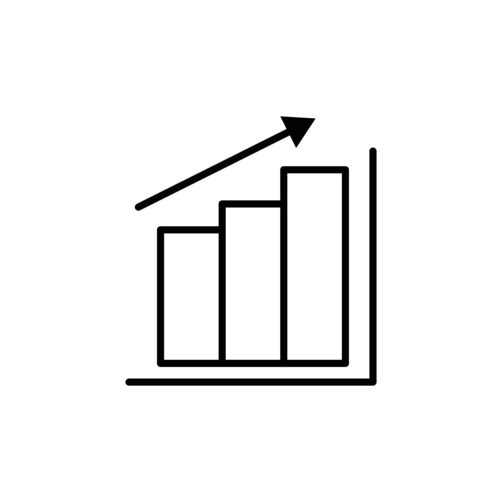 ilustração do ícone do gráfico com seta para cima. crescimento do gráfico financeiro. estilo de ícone de linha. adequado para aplicativos, sites, aplicativos móveis. ícone relacionado a finanças. design vetorial simples editável vetor