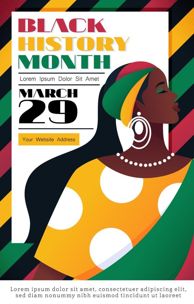 mês da história negra com cartaz de orgulho de mulher vetor