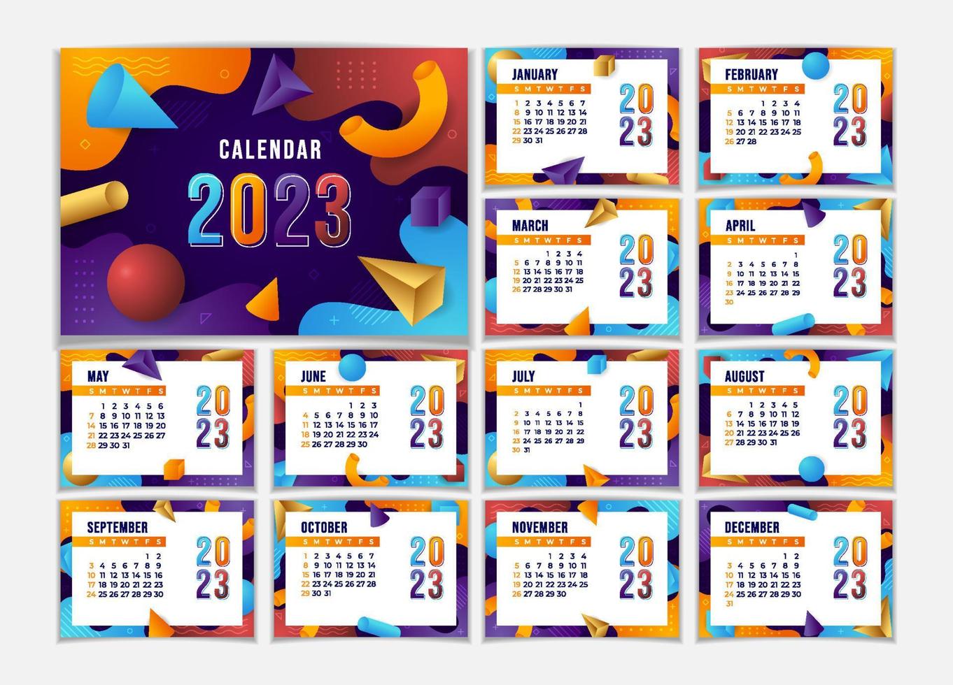 modelo de calendário 2023 moderno para empresas vetor