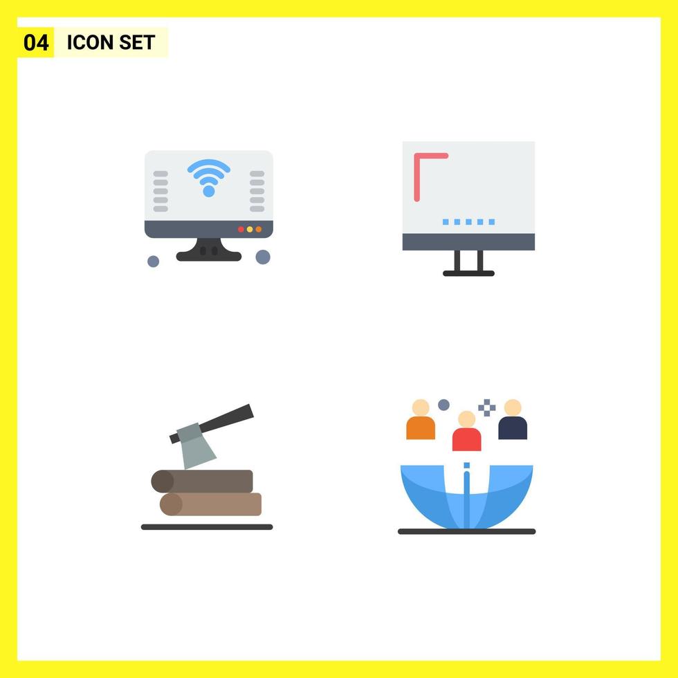 pacote de interface do usuário de 4 ícones planos básicos de dispositivos de coisas de monitor de computador registram elementos de design de vetores editáveis