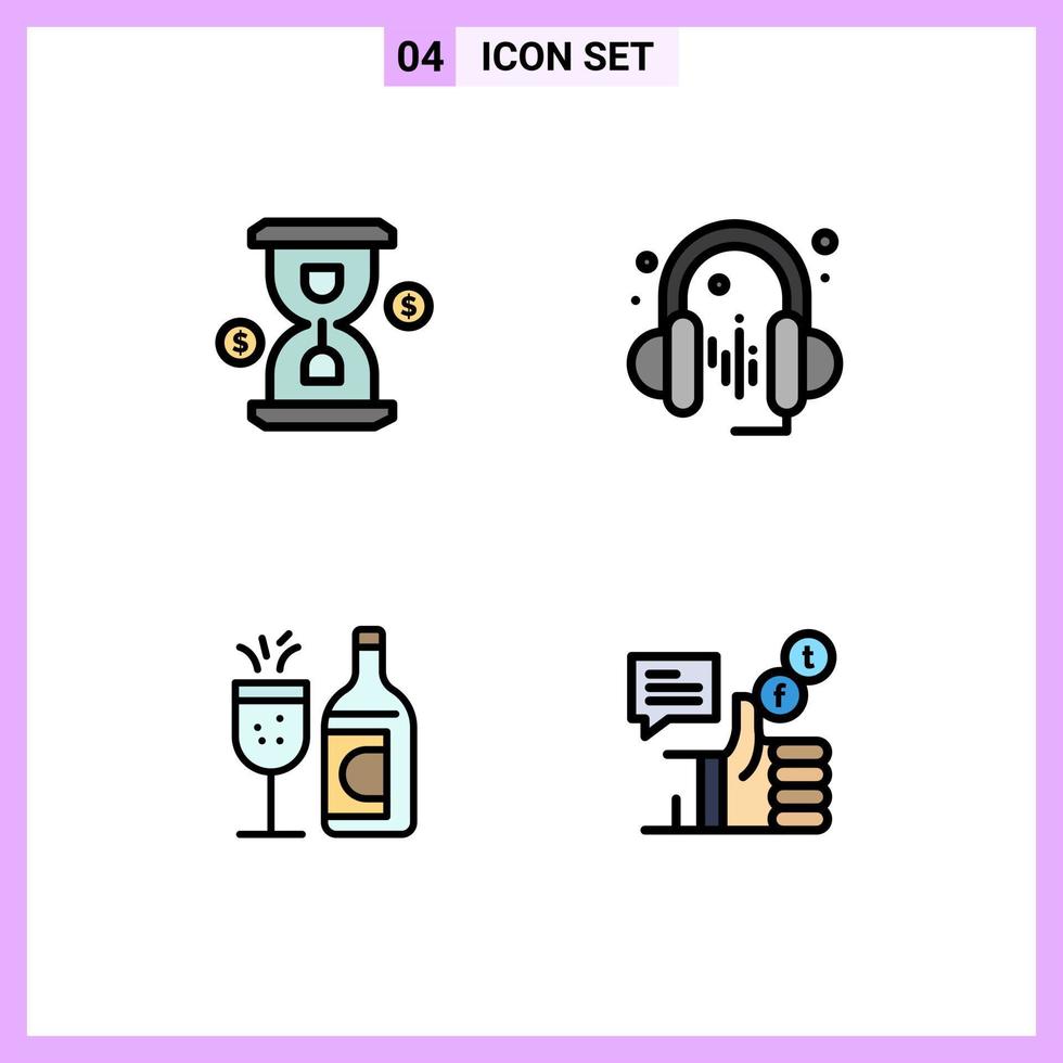 4 ícones criativos, sinais modernos e símbolos de vidro, investimento de páscoa, campanha de som, elementos de design de vetores editáveis