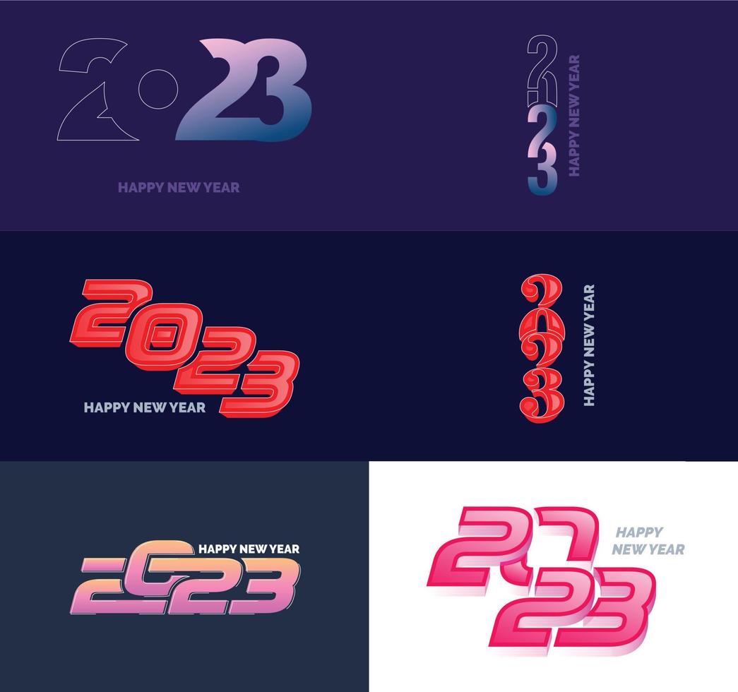 grande conjunto de design de texto de logotipo de feliz ano novo de 2023 modelo de design de número de 2023 vetor