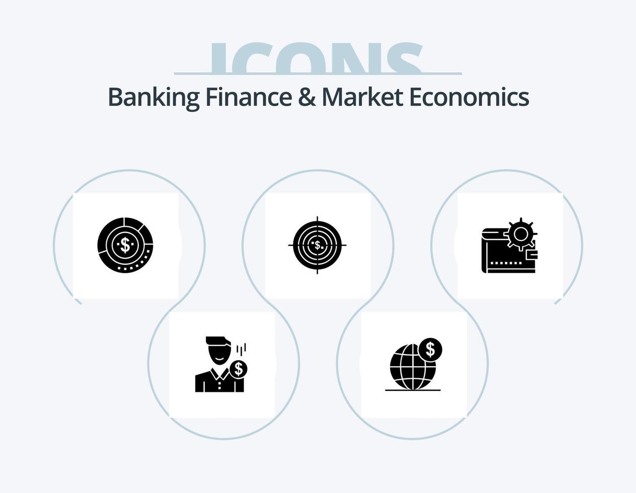 finanças bancárias e design de ícone de glifo de economia de mercado 5 design de ícone. financeiro. gráfico. global. orçamento. diagrama vetor