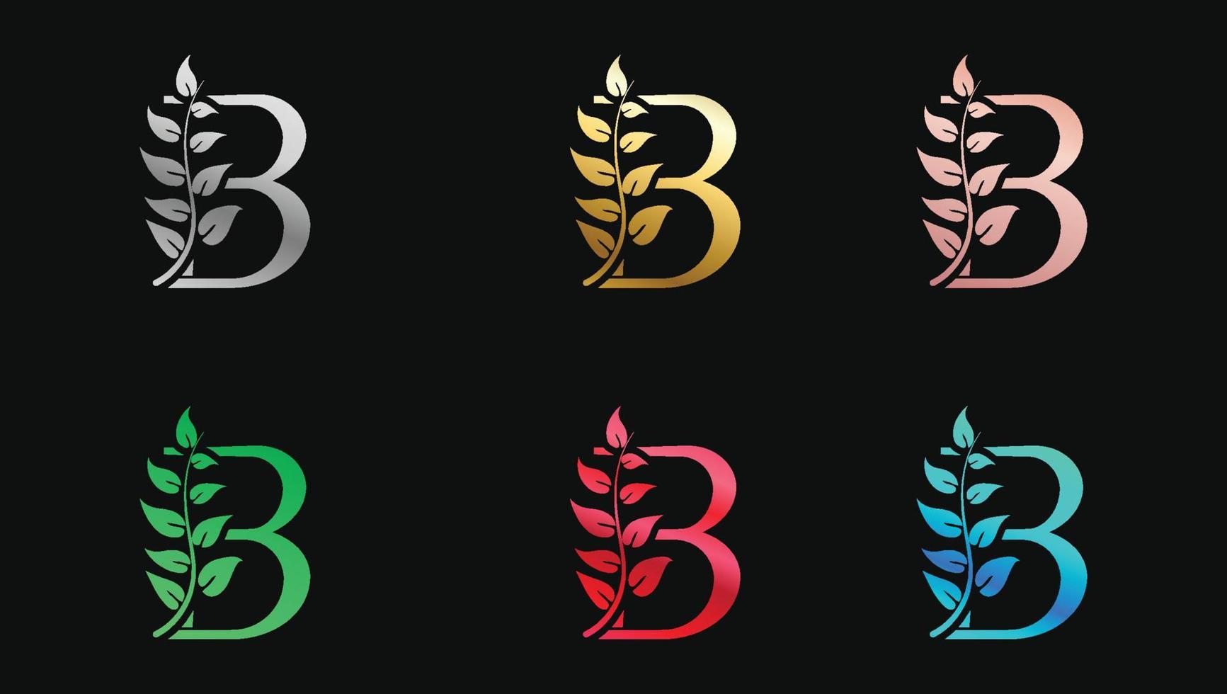 letra decorativa b em cores metálicas nome modelo de design de logotipo moderno inicial vetor