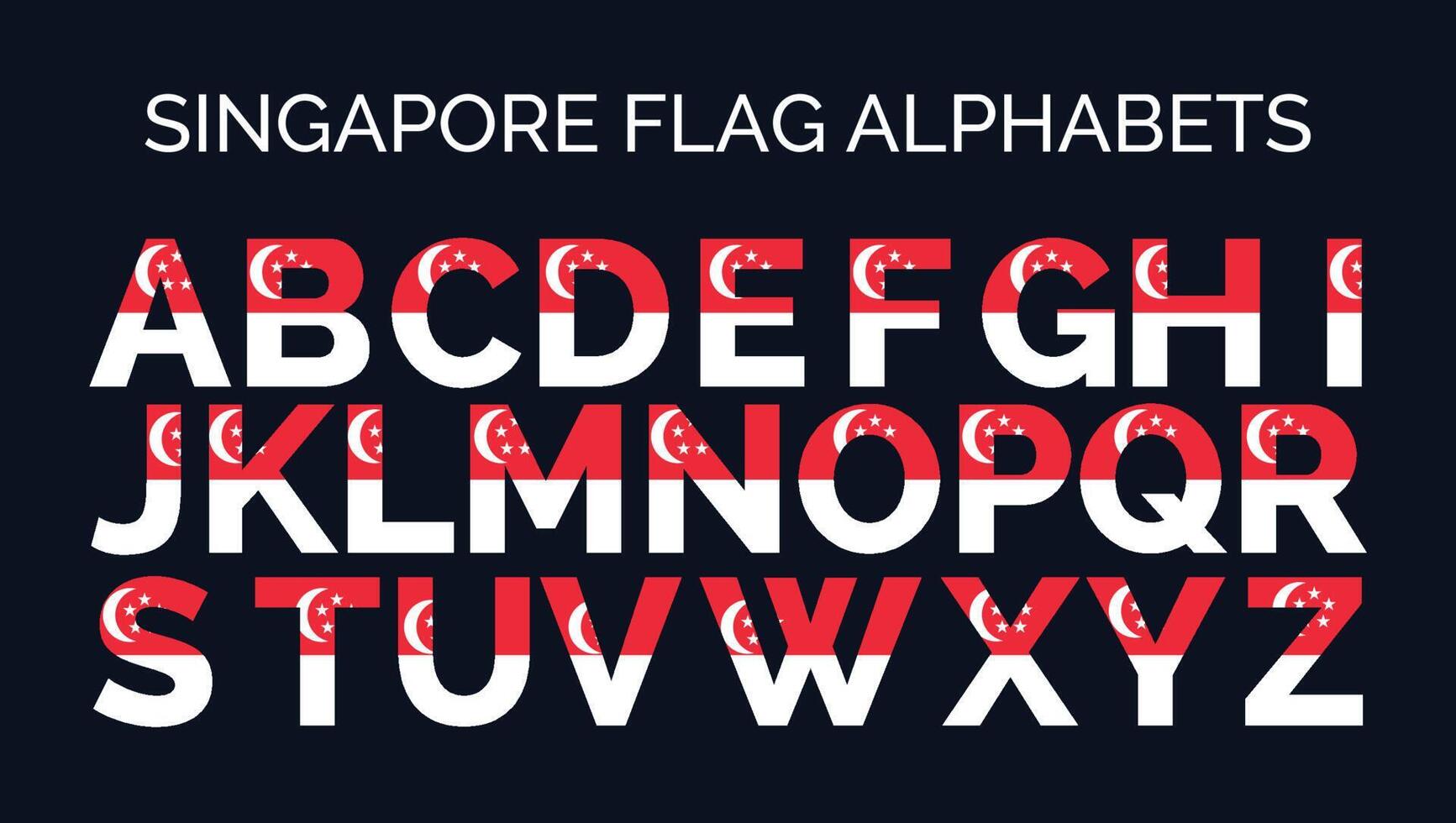 bandeira de singapura alfabetos letras de a a z logotipos de design criativo vetor