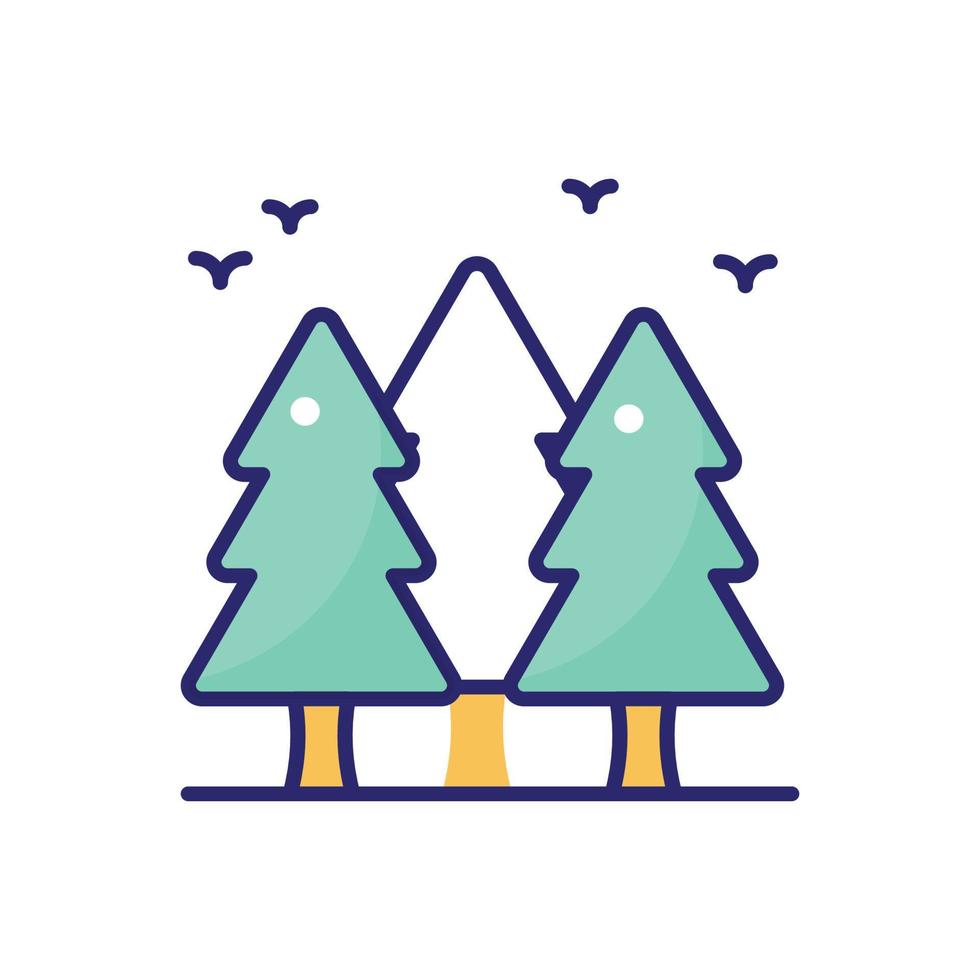 ícone plano de vetor de floresta com ilustração de estilo de fundo. arquivo eps 10 de símbolo de acampamento e ao ar livre