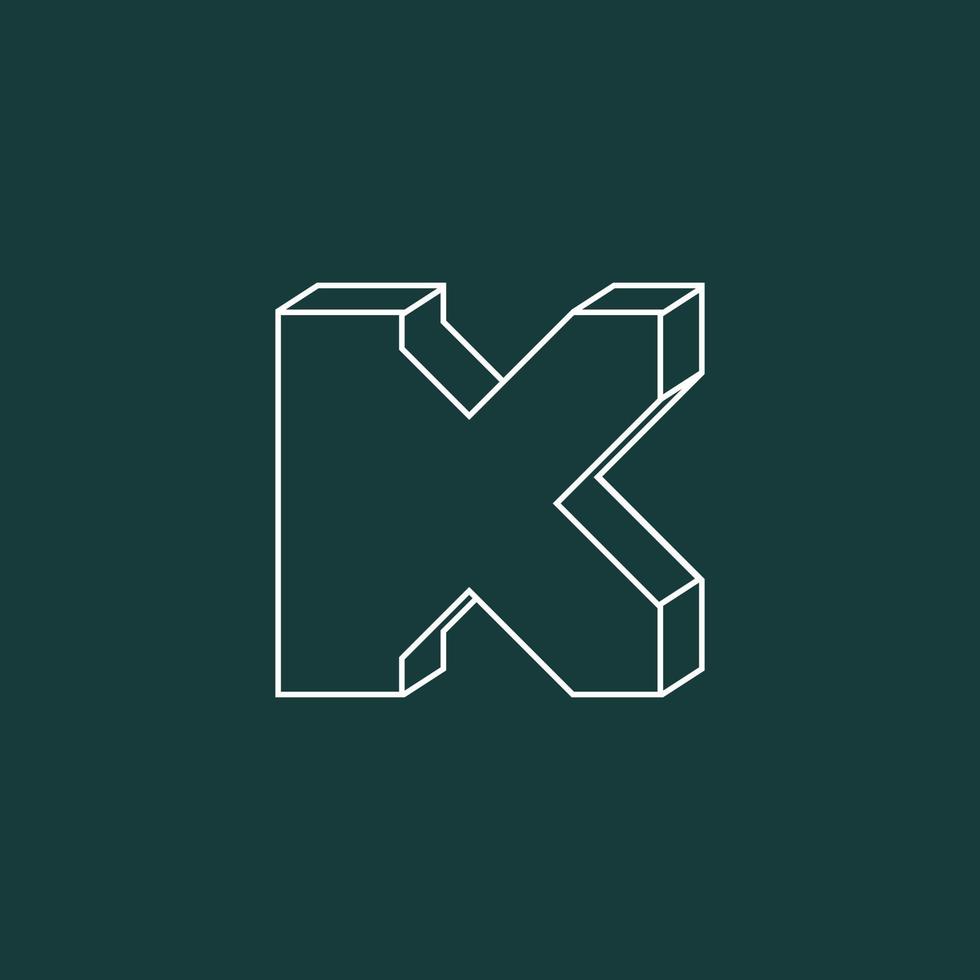 fonte de letra k simples e única na linha imagem 3d ícone gráfico logotipo design abstrato conceito vetor estoque. pode ser usado como símbolo relacionado à inicial ou monograma
