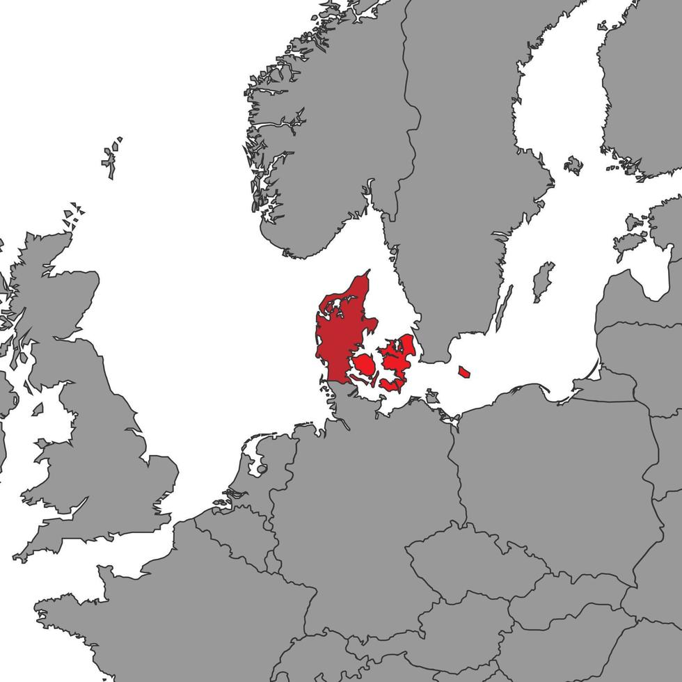 Dinamarca no mapa do mundo. ilustração vetorial. vetor