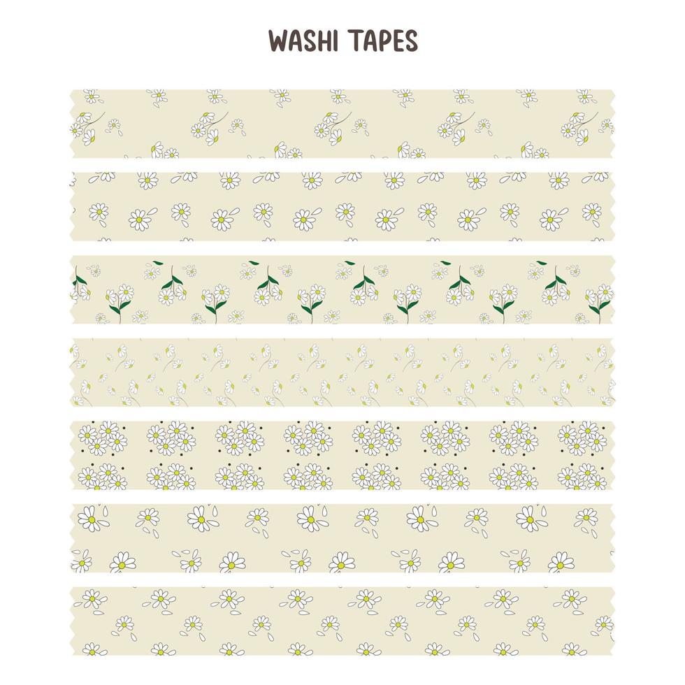 conjunto de fita washi decorativa. ilustração em vetor de fita washi padrão azul.