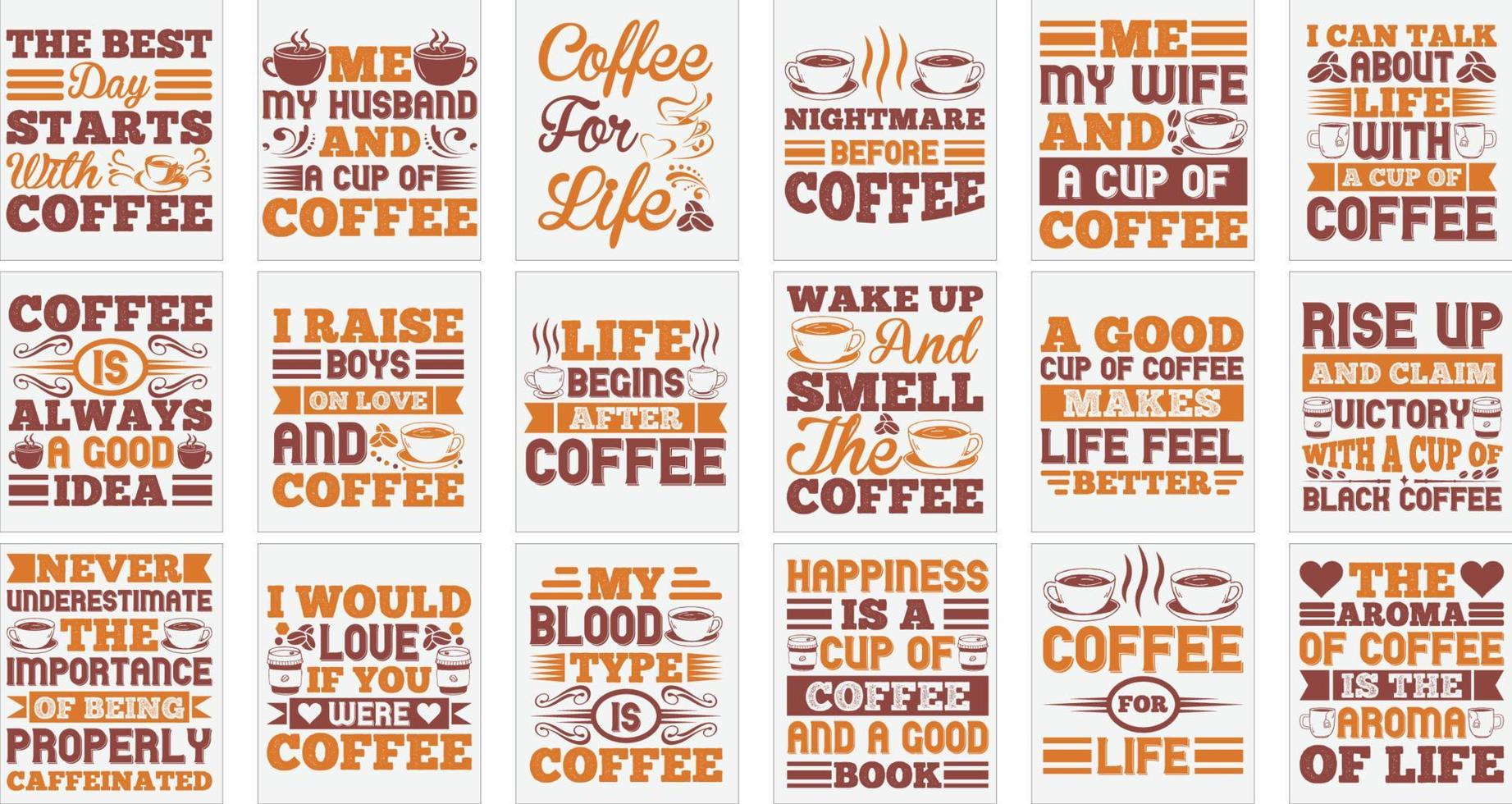 pacote de design de camiseta de café vetor