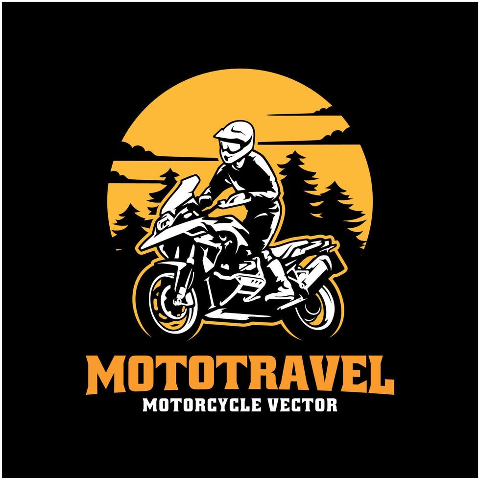 silhueta de vetor de logotipo de ilustração de motocicleta de aventura