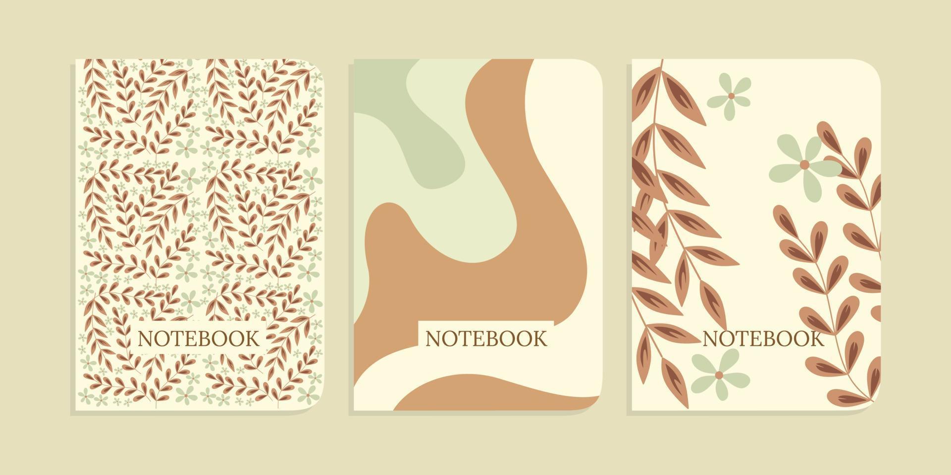 modelos de capa. layouts abstratos universais. para cadernos, planejadores, brochuras, livros, catálogos. padrão floral desenhado à mão. vetor. vetor