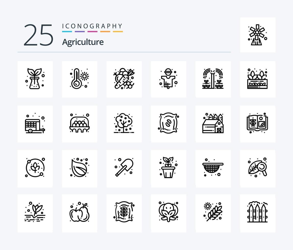 pacote de ícones de 25 linhas de agricultura, incluindo produtor. Produção. Fazenda. cara. agricultura vetor