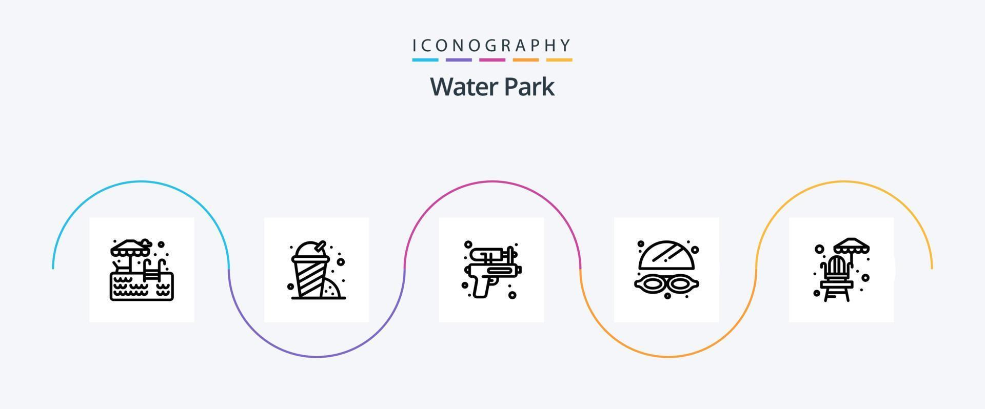 pacote de ícones da linha 5 do parque aquático, incluindo . parque. agua. agua. parque vetor