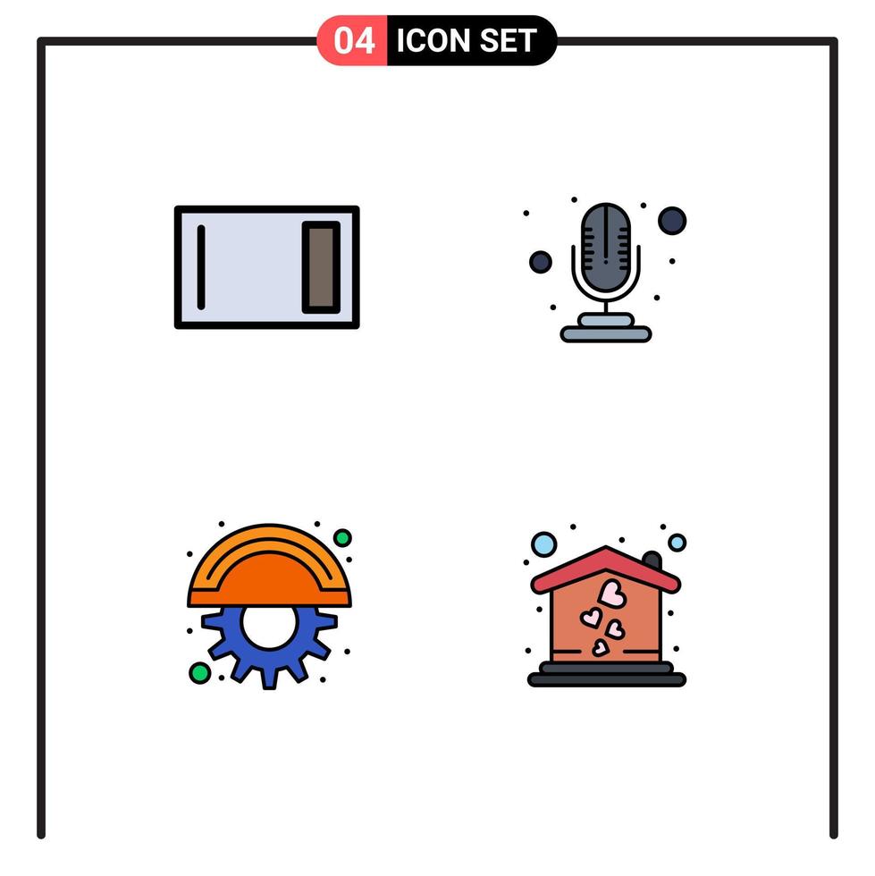 pacote de interface do usuário de 4 cores planas básicas de linhas preenchidas de elementos de design de vetores editáveis de equipamento de microfone doméstico cortador de aparelhos