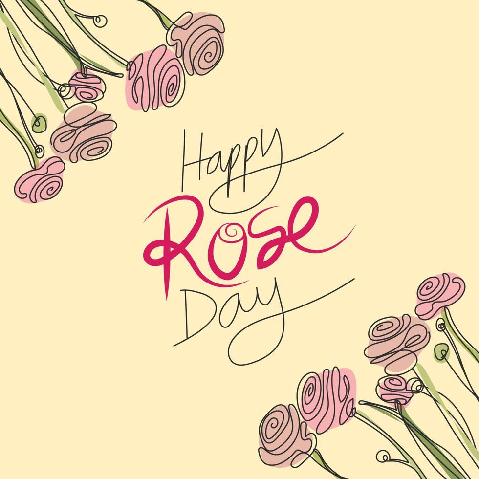 ilustração de arte de linha de flor rosa para pôster de dia de rosa ou tema de banner. vetor