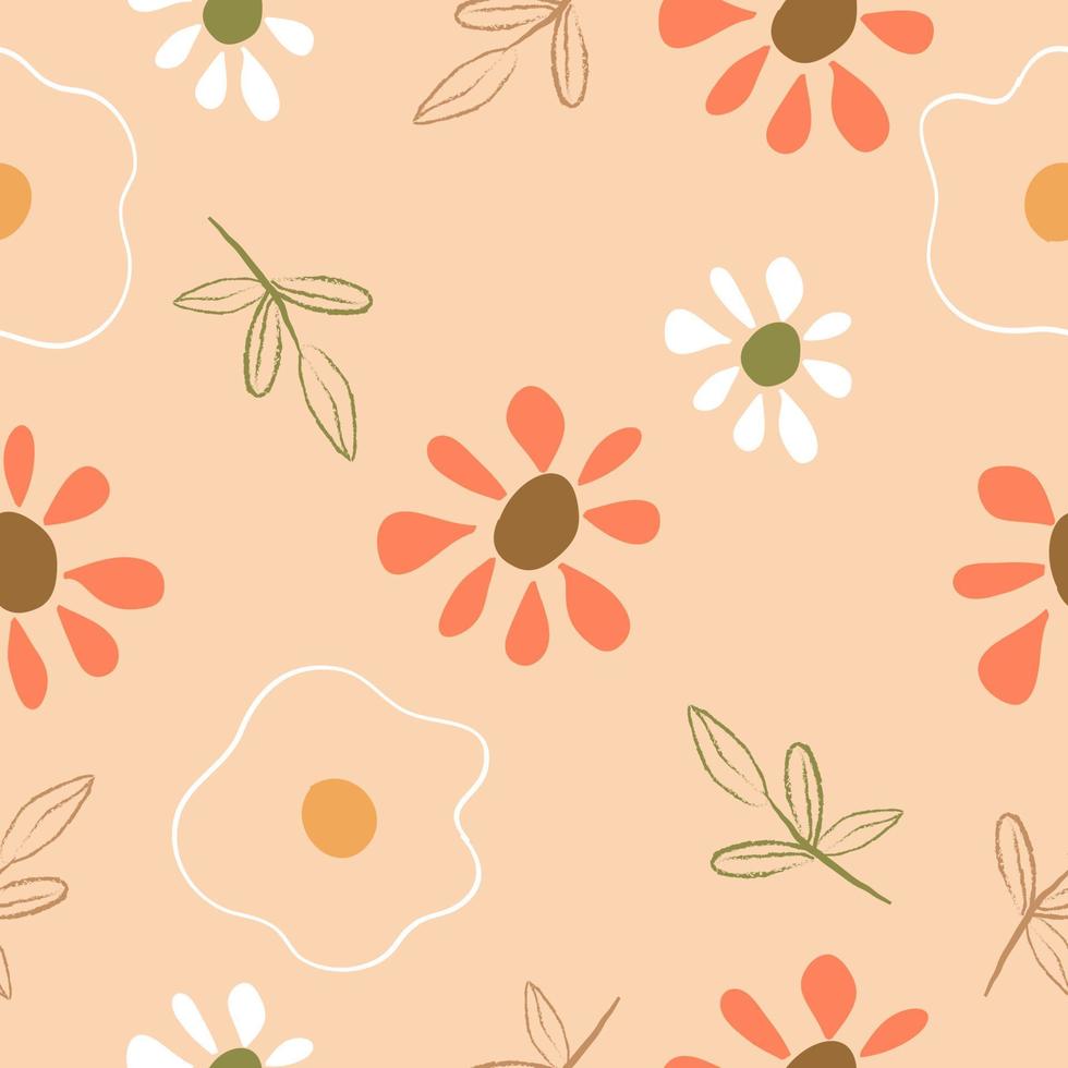 fofa mão desenhada vintage floral padrão de fundo sem emenda vetor