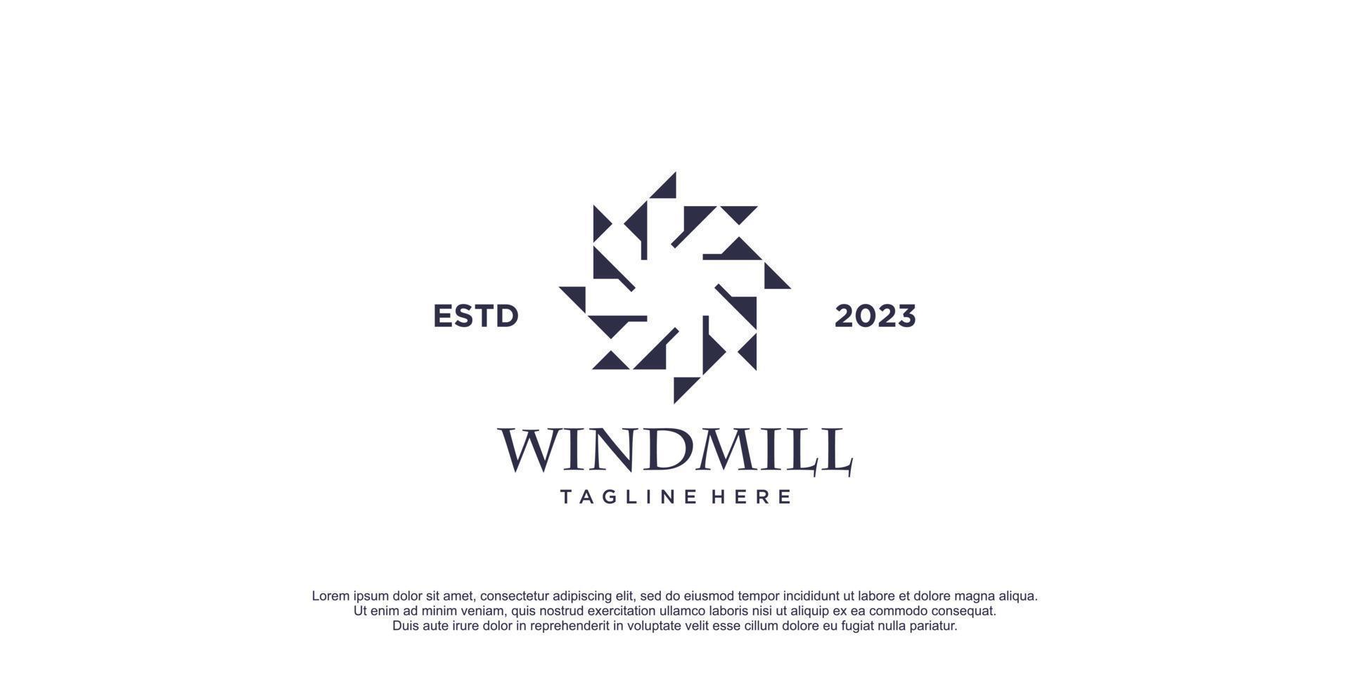 logotipo do moinho de vento com ilustração de ícone de design de conceito criativo vetor