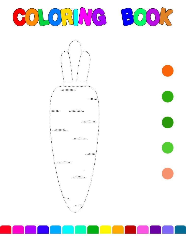 livro para colorir com uma página de carrot.coloring para jogos kids.educational para crianças em idade pré-escolar. planilha. vetor