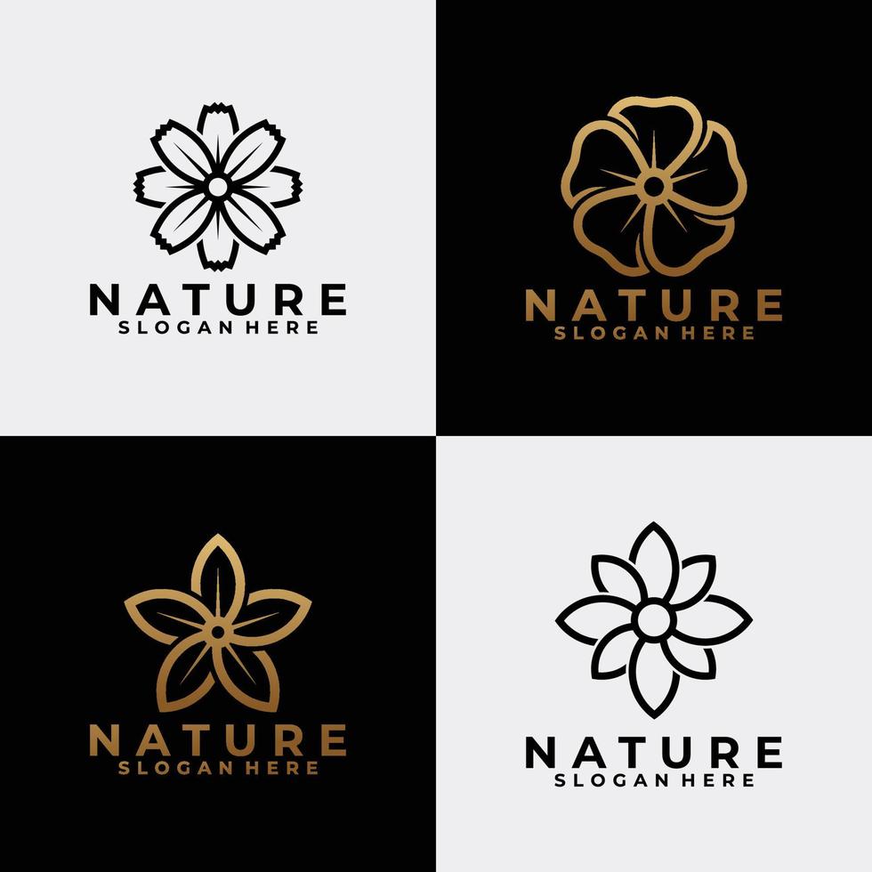 vetor de ícone de logotipo de conjunto de flores