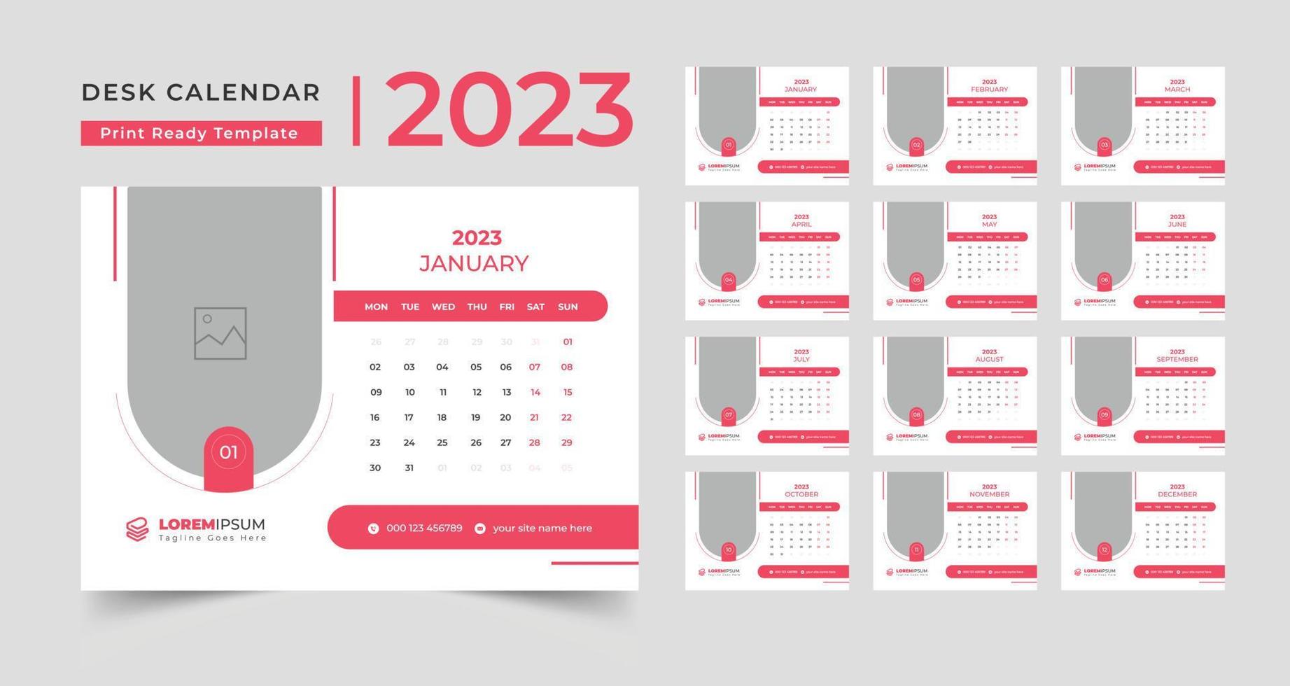 modelo de calendário de ano novo moderno, design criativo de modelo de calendário de mesa definido 2023 vetor