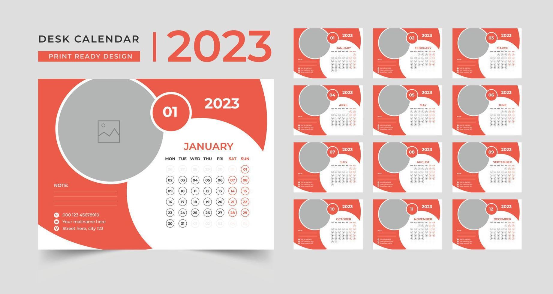 modelo de calendário de ano novo moderno, design criativo de modelo de calendário de mesa definido 2023 vetor
