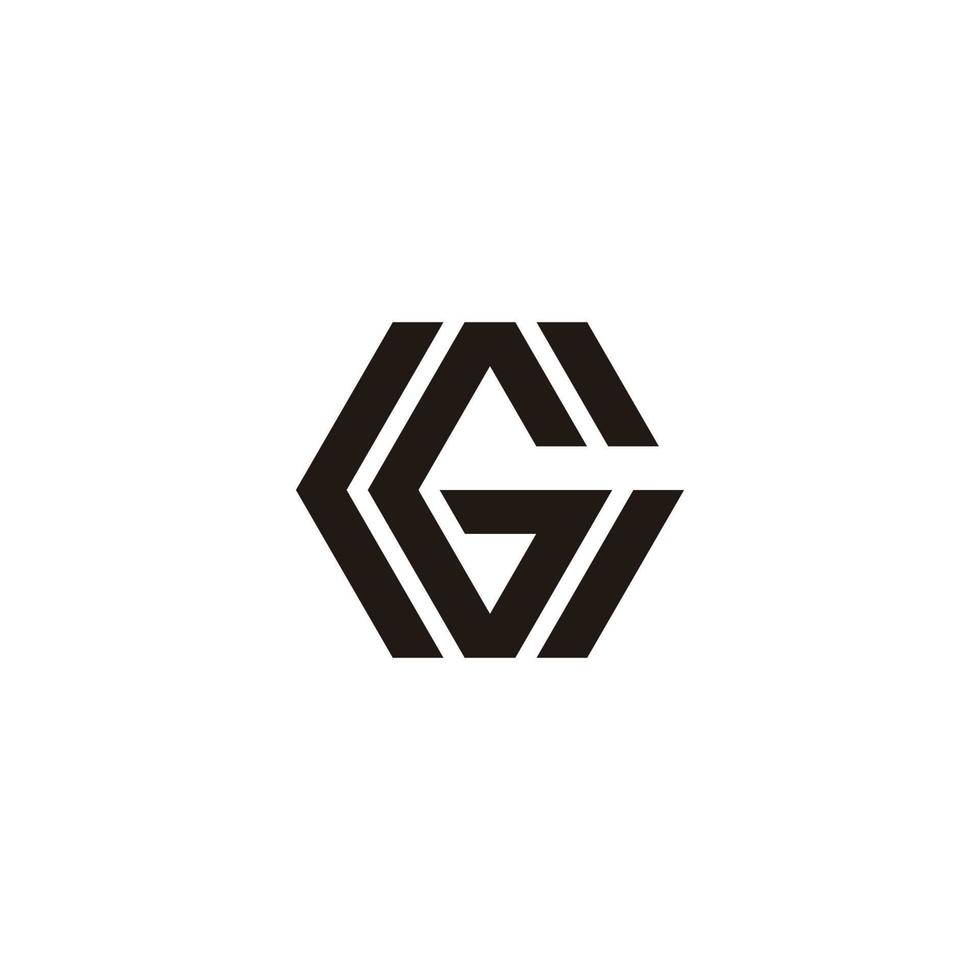 letra g listras geométricas hexágono logotipo vetor