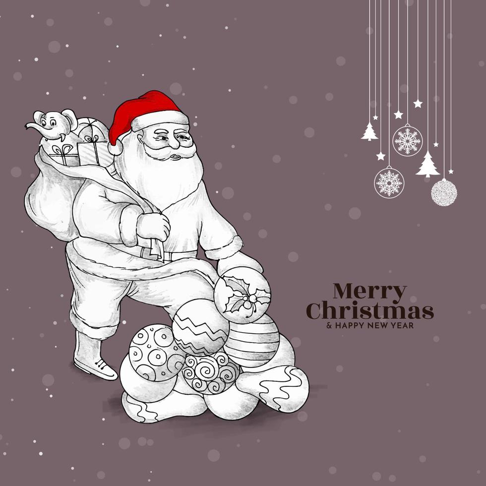 cartão de celebração do festival de feliz natal com papai noel vetor