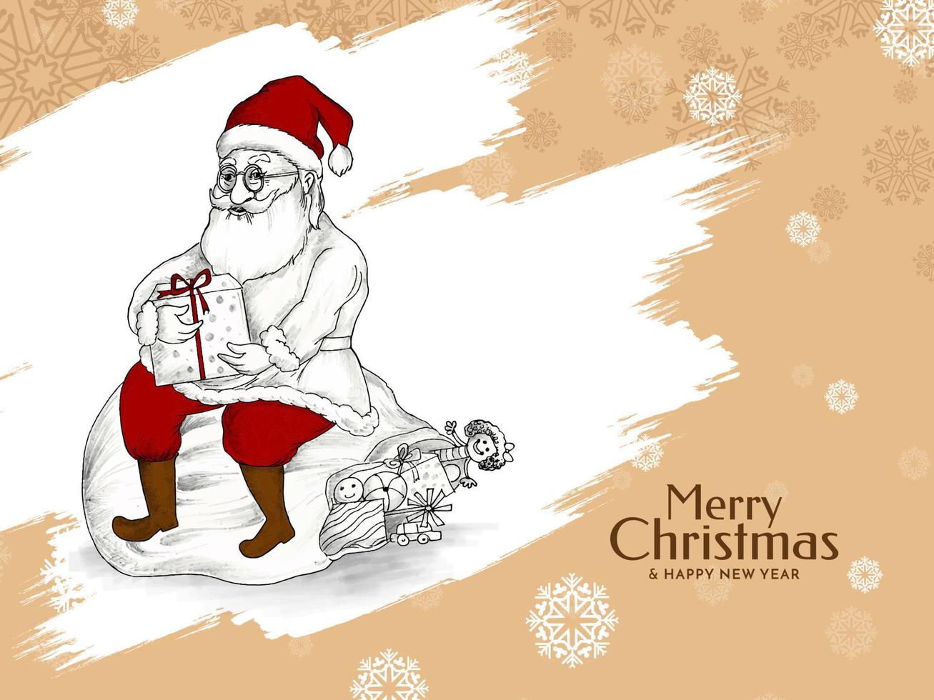 cartão de celebração do festival de feliz natal com papai noel vetor