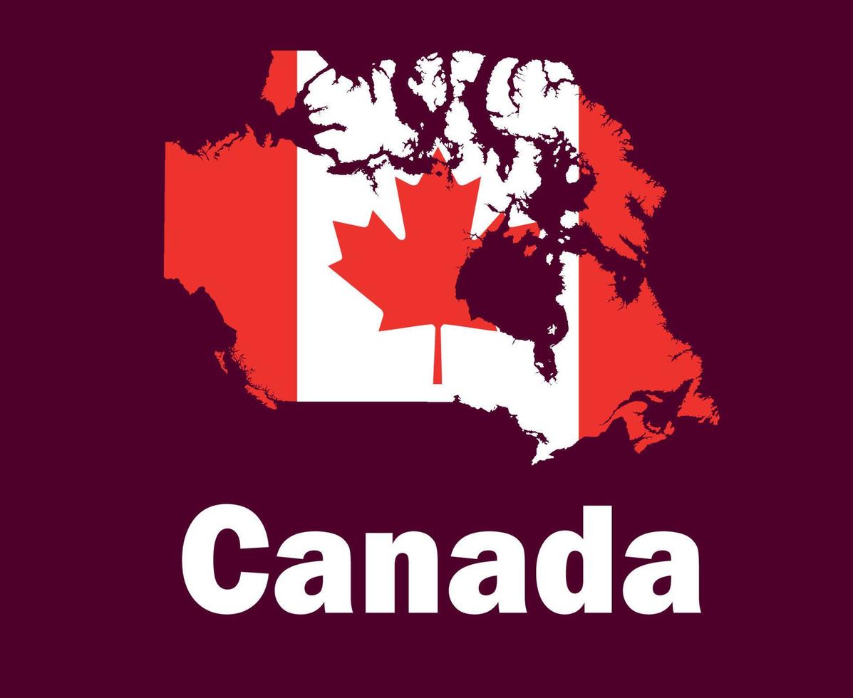 bandeira do mapa do canadá com design de símbolo de nomes vetor final de futebol da américa do norte países da américa do norte ilustração de equipes de futebol
