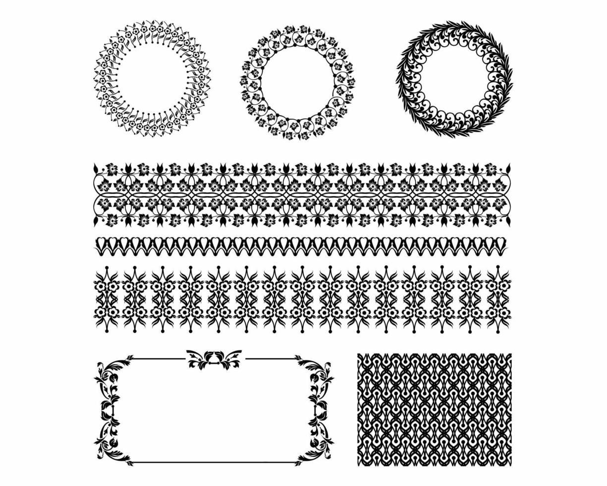 coleção de elementos decorativos de linha vintage. ilustração vetorial. elementos de design. guirlandas, molduras, caligrafia, divisórias giratórias, folhas de louro, enfeites, prêmios, flechas vetor