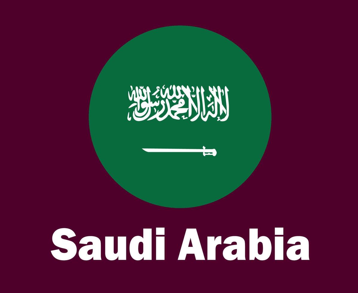 bandeira da arábia saudita com design de símbolo de nomes vetor final de futebol da ásia países asiáticos ilustração de times de futebol