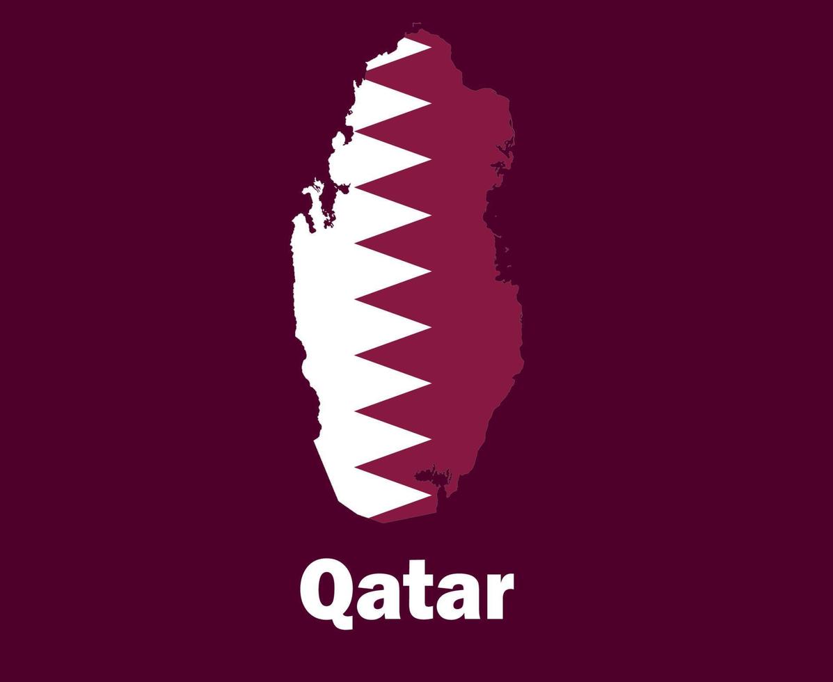 bandeira do mapa do qatar com design de símbolo de nomes vetor final de futebol da ásia países asiáticos ilustração de equipes de futebol