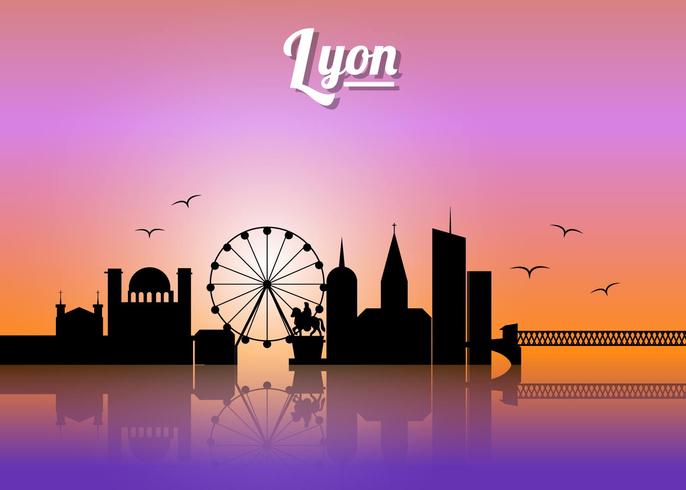 Silhouette Of Lyon City vetor