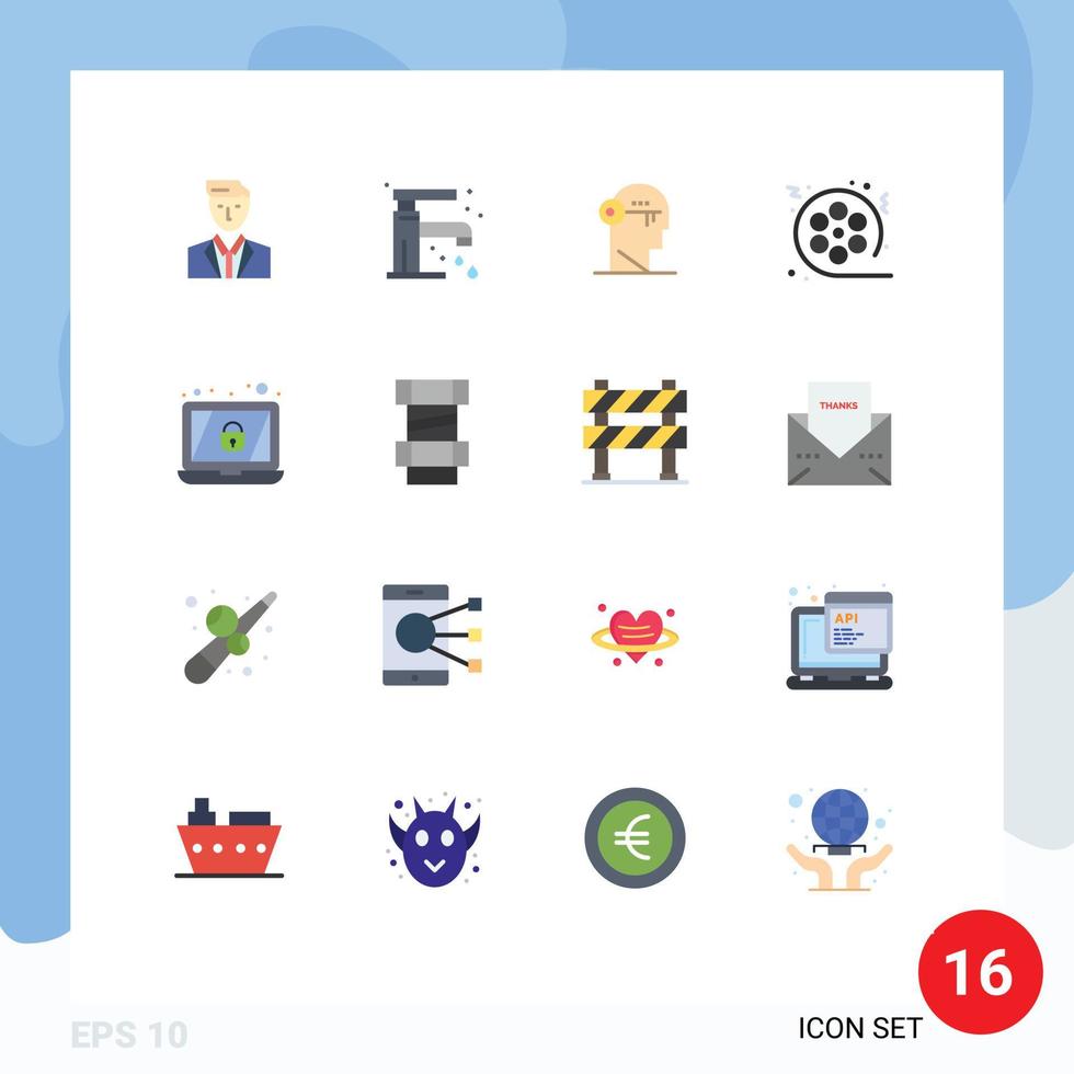 pacote de interface do usuário de 16 cores planas básicas de filme de vídeo tap film mind pacote editável de elementos de design de vetores criativos