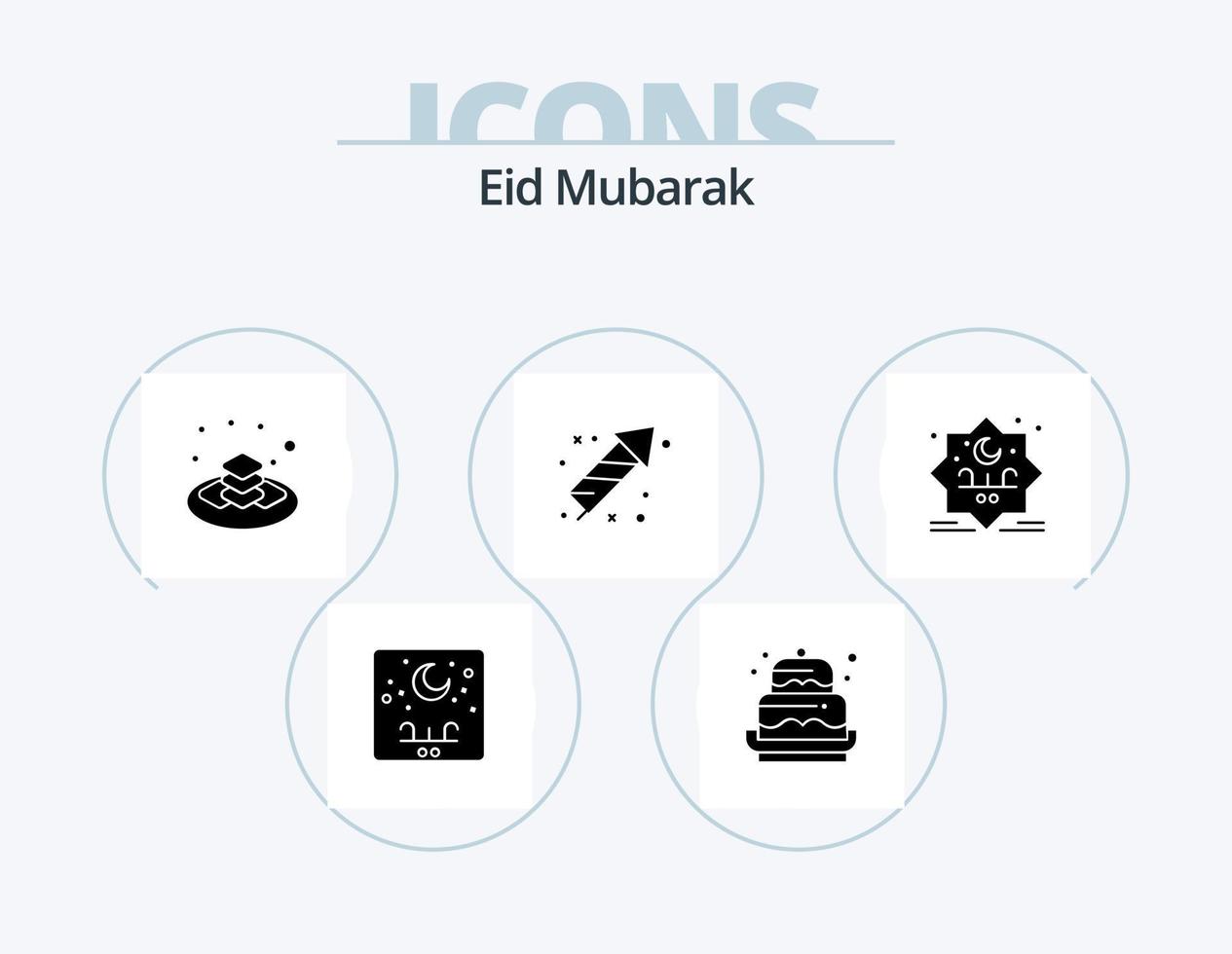 eid mubarak glifo pacote de ícones 5 design de ícones. eid. fogos de artifício. decoração. firecracker. Presente vetor