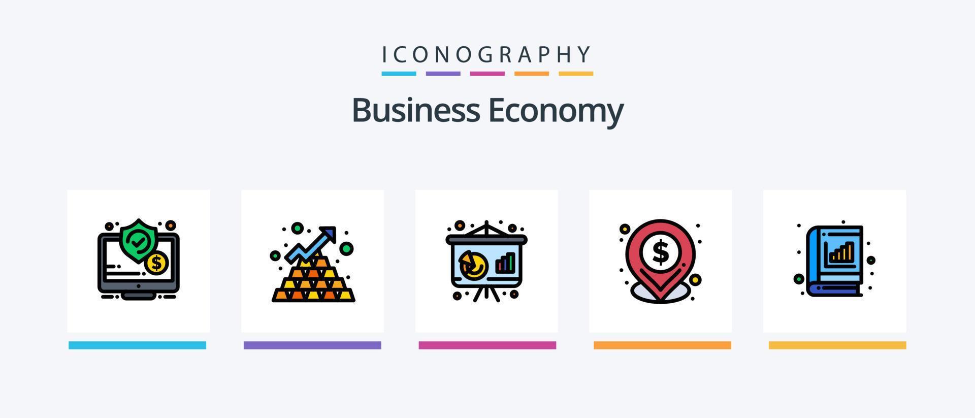 linha econômica cheia de 5 ícones incluindo negócios. acima. Tempo. dinheiro. trabalhar. design de ícones criativos vetor