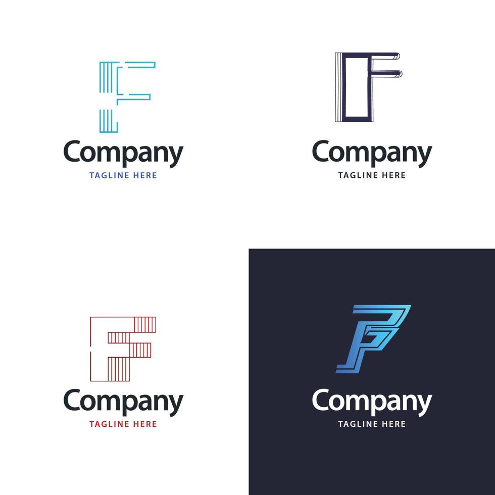 letra f design de pacote de logotipo grande design criativo de logotipos modernos para o seu negócio vetor