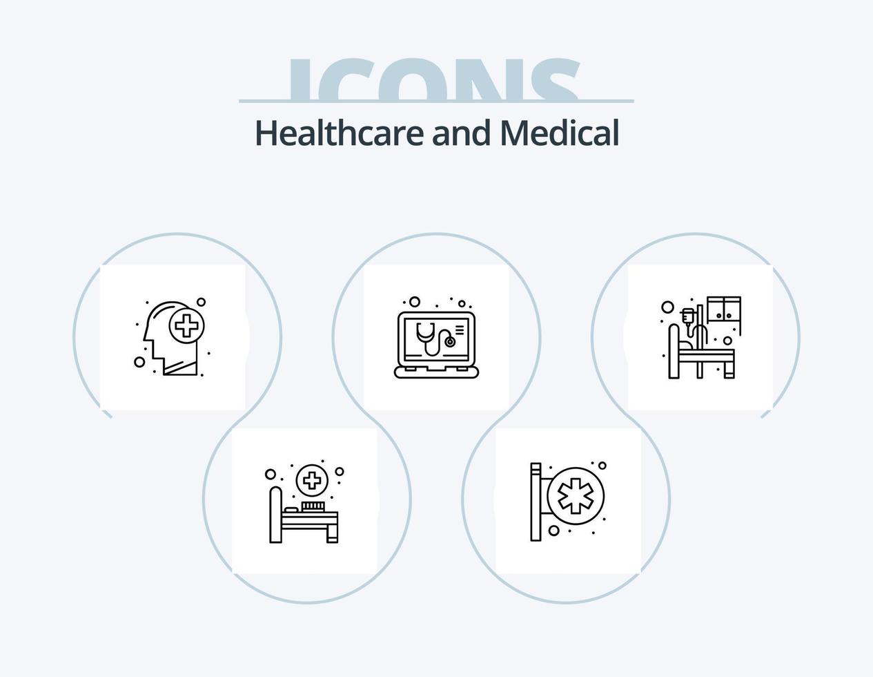 ícone de linha médica pack 5 design de ícone. laboratório. fita. conectados. médico. Câncer vetor