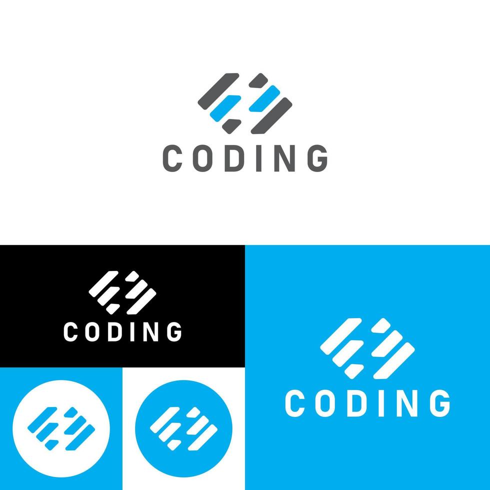 logotipo da empresa codificador. logotipo de código digital minimalista. ilustração em vetor ícone do programador. logotipo do programador de código de software