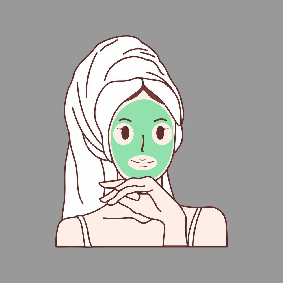 design de vetor de máscara facial mulher bonita