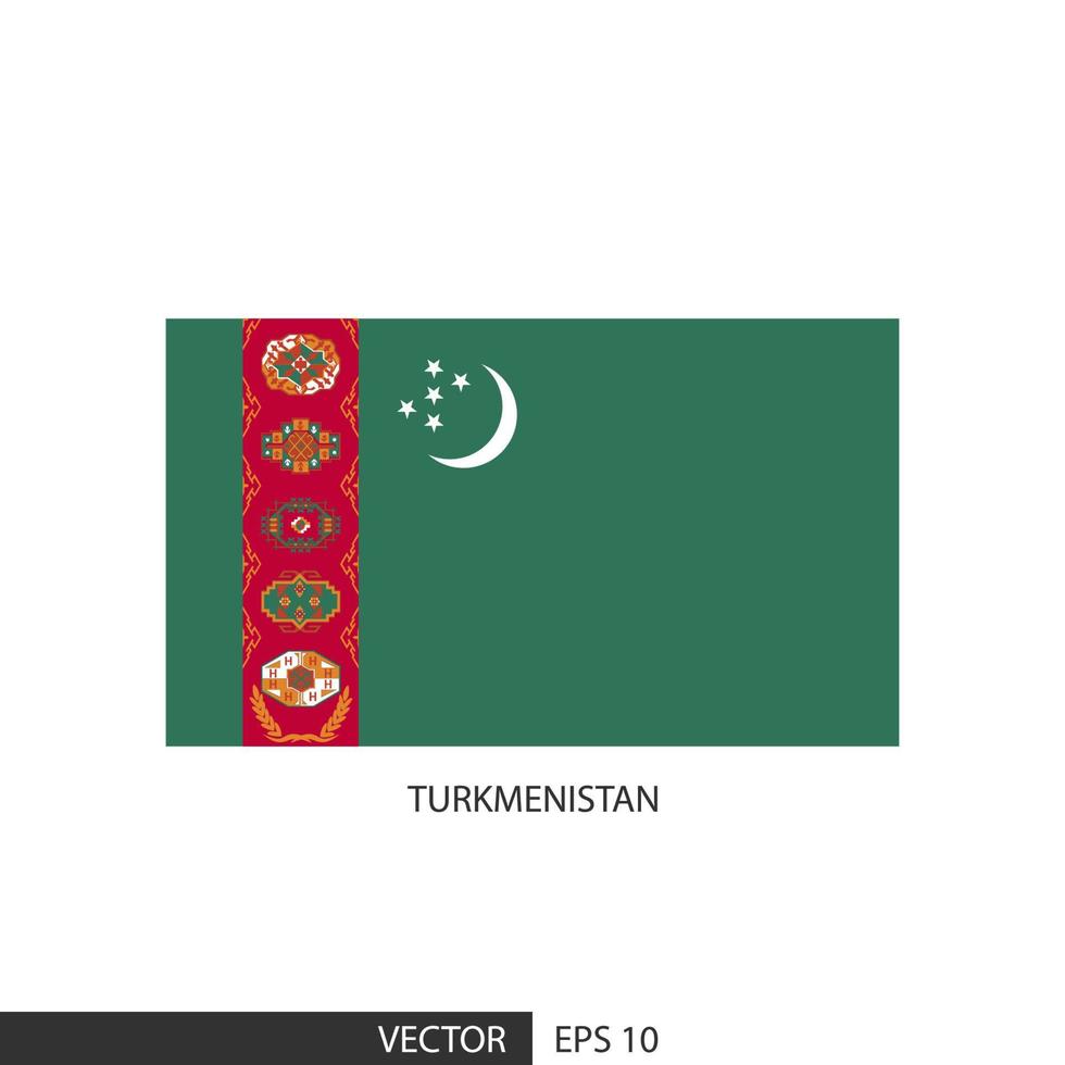 Bandeira quadrada do Turquemenistão em fundo branco e especificar é o vetor eps10.
