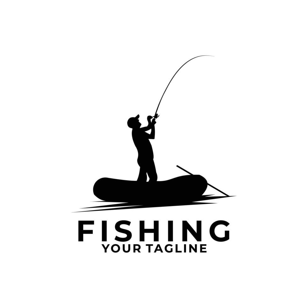 vetor de logotipo de homem de pesca isolado