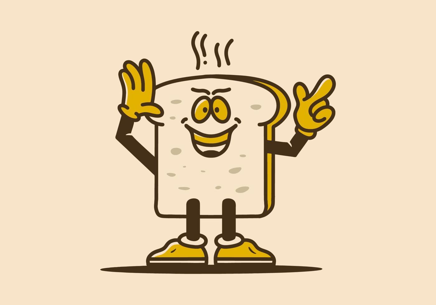 design de ilustração de mascote de um pão branco vetor