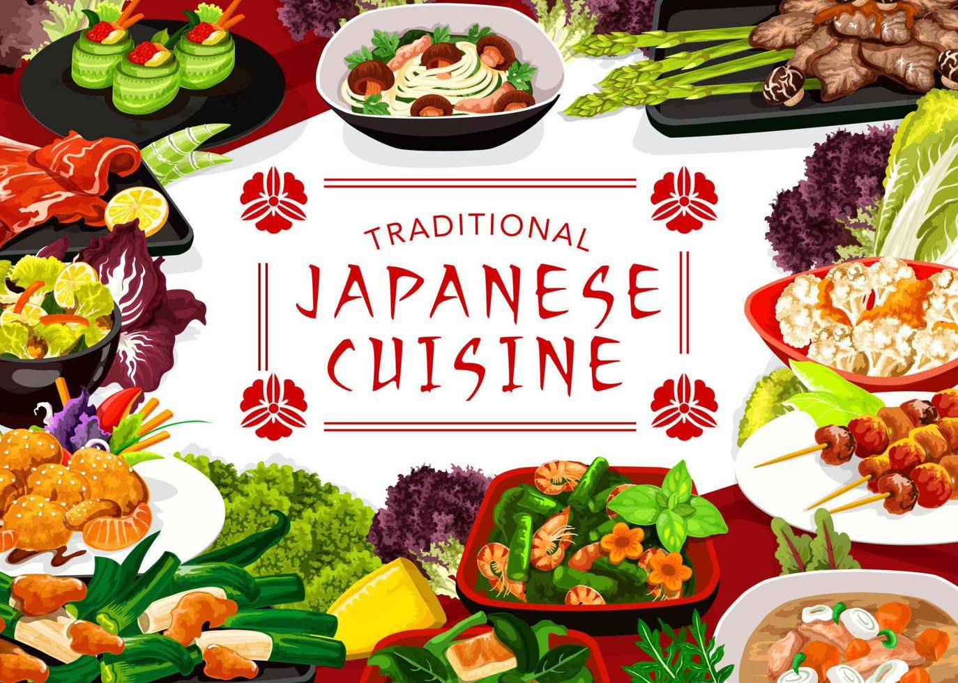 capa de menu de pratos de cozinha japonesa vetor